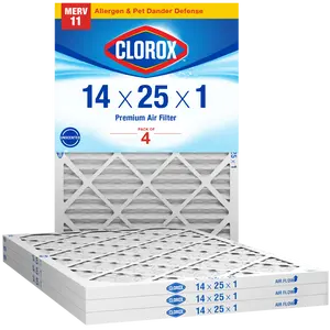 Clorox 14x25x1 Air Filter, Premium Pleated Furnace Filters