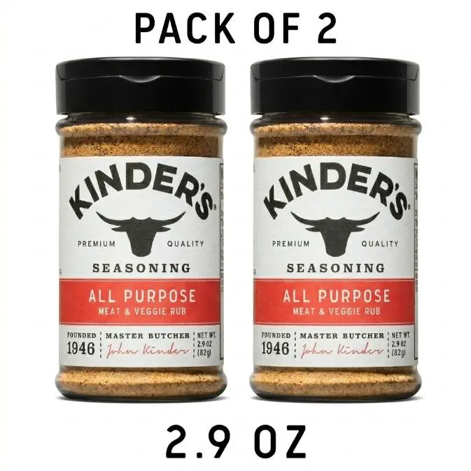 Pack of 2 Kinder's All Purpose Seasoning, 2.9 oz Each – Premium Meat & Vegetable Rub, All-Purpose BBQ & Grilling Seasoning, Master Butcher Quality