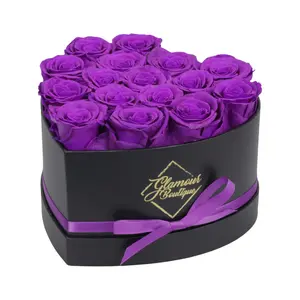 Immortal Love Black Heart | 16 Purple Roses Box Decor