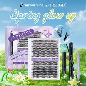ANJOSIRMA LASH Clusters Kit 280Pcs, DIY Individual Extensions with Lash Bond and Seal, Remover For False Eyelashes, Applicator Tool Kit At Home