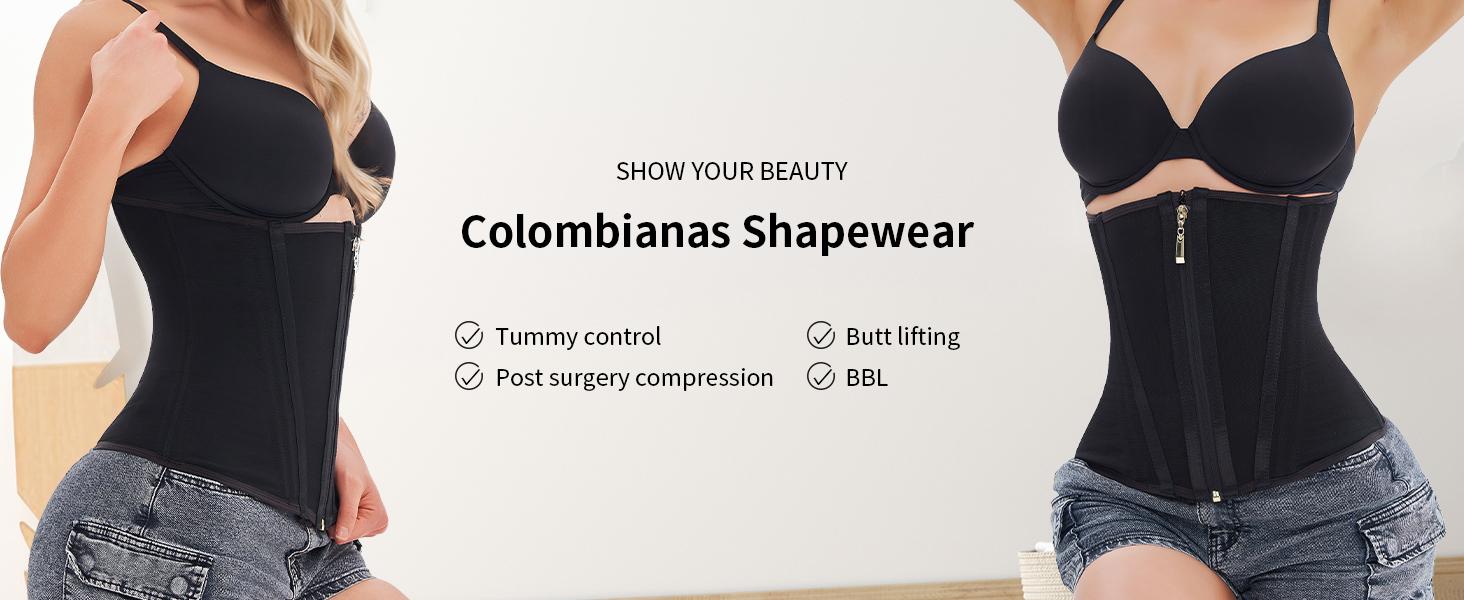 Faja Colombiana Women Waist Trainer Cincher Mesh Breathable Corset Steel Boned Shapewear with Zipper