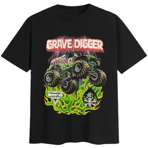 Grave Digger Monster Truck Racing Graphic Tee 100% Cotton Unisex Streetwear for Monster Jam Fans & Auto Enthusiasts Daily Wear tiktok shop deals