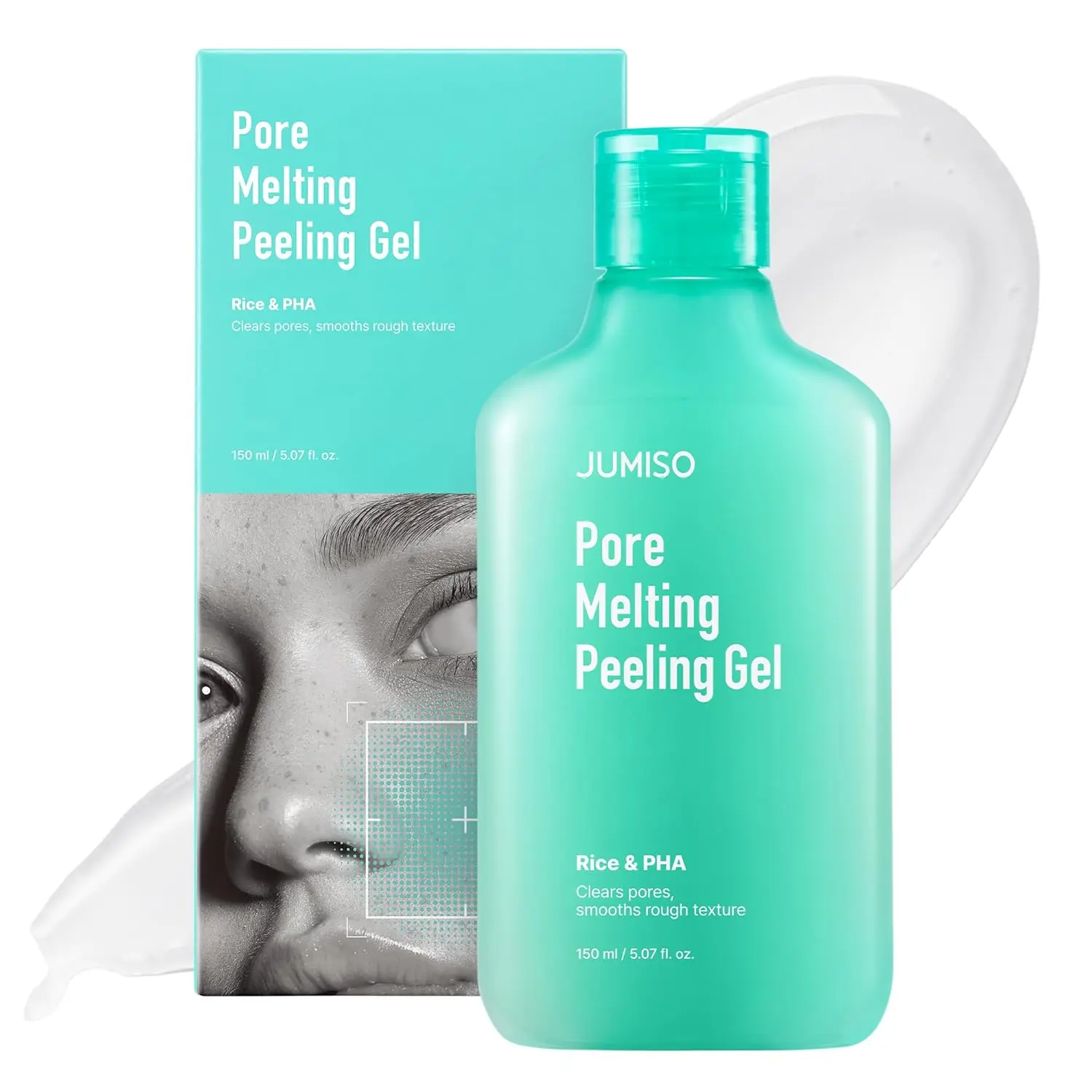 [Jumiso] Pore Melting Peeling Gel 150ml | Korean Blackhead Exfoliator, 5.07 fl oz | Water-based peeling gel with rice powder, PHA & succinic acid smooths the look of pores & rough texture. No harsh scrubbing.