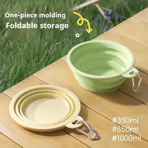 Collapsible Dog Bowl Folding Dog Travel Water Bowl  No Plastic Rim Portable Pet Feeding Bowl for Outdoor Hiking,Macaron Yellow ,  and Green