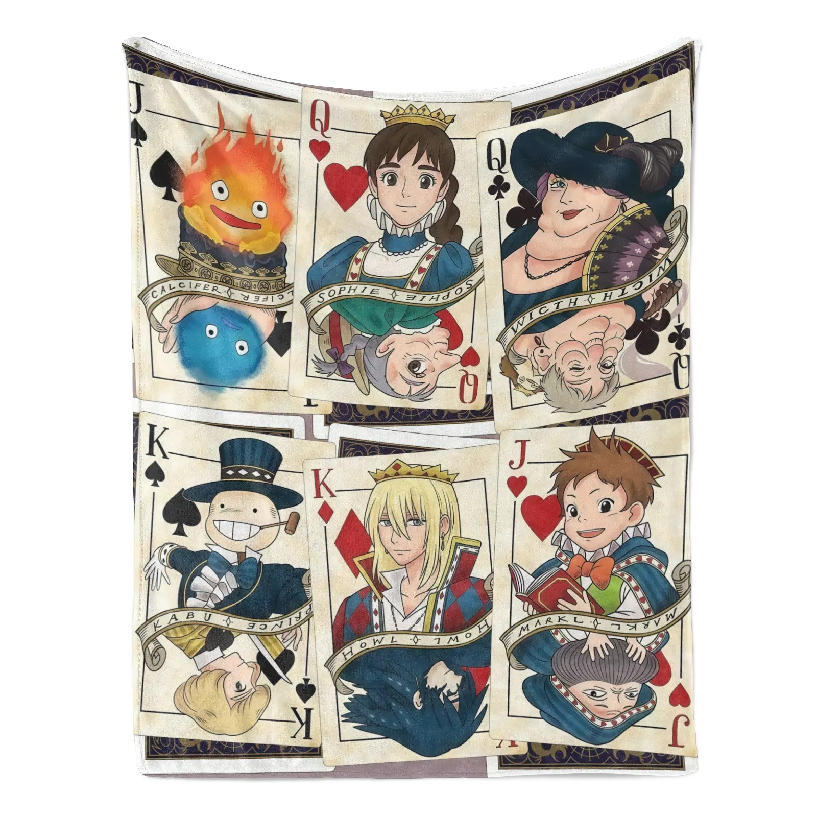 Studio Ghibli Anime Playing Card Themed Blanket  soft flannel blanket, an ideal gift for children Suitable For Use on Sofas, Beds, or For Travel, Gentle on The Skin, an Excellent Gift Multi-Purpose Holiday Blanket