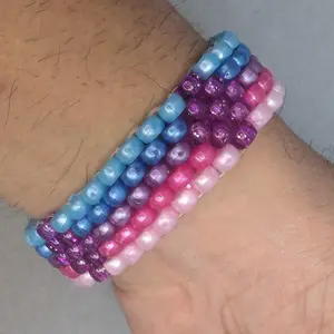 Omni Pride Flag Handwoven Bead Bracelet with Pearl Finished Beads and Transparent Beads in Six Sizes kandi bracelet pride bracelets