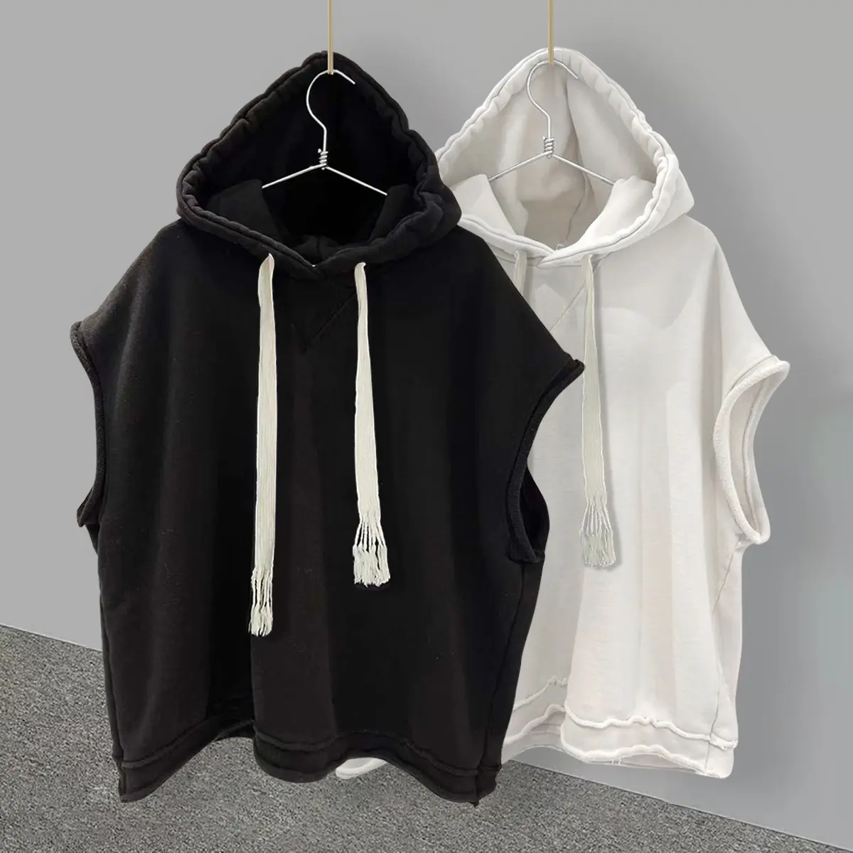 Men Solid Color Sleeveless Hooded Vest, Oversized Loose Streetwear Tank Top Casual Hip Hop Hoodie Sleeveless T-Shirt, Summer Daily Wear