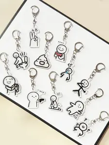 7pcs Funny Expression Keychains, Keychain Set, Acrylic Fun Accessories, Unique Creative Bag Charms, Student/commute Decorative Gifts, Bookbag Keychain Decoration