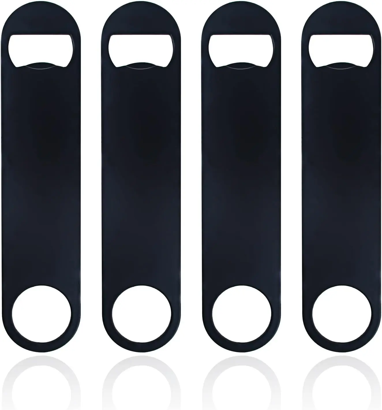 Stainless Steel Hanging Round Bottle Openers - 4-Pack, 7" Long x 1.5" Wide Flat Shape Bartending Tools, Gift Packaging for Home/Bar Kitchen Utensils, Spinner Ring, Durable