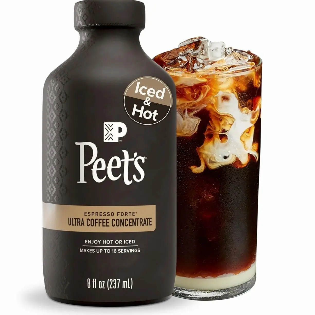 Peet's Coffee, Ultra Coffee Concentrate, Instant Hot, Cold Brew, or Iced Coffee, 100% Arabica Coffee - Espresso Forte, 8 Fluid Ounce Bottle (16 Servings)