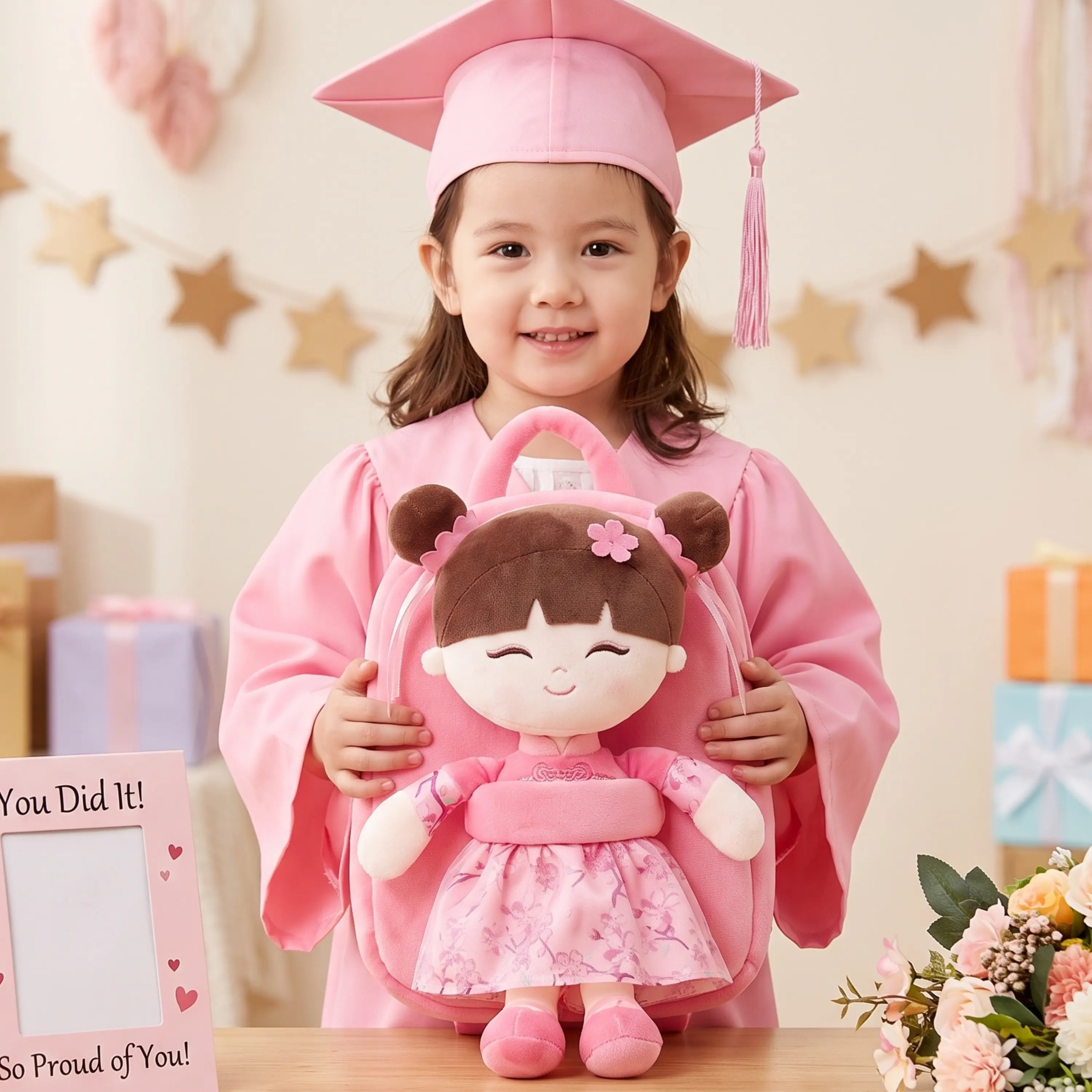 Back to School Princess Toddler Backpack with Plush Doll, School Bag for Preschool Kindergarten Girls Ages 2-4, Backpack For Toddlers, Polyester, Kids Backpack