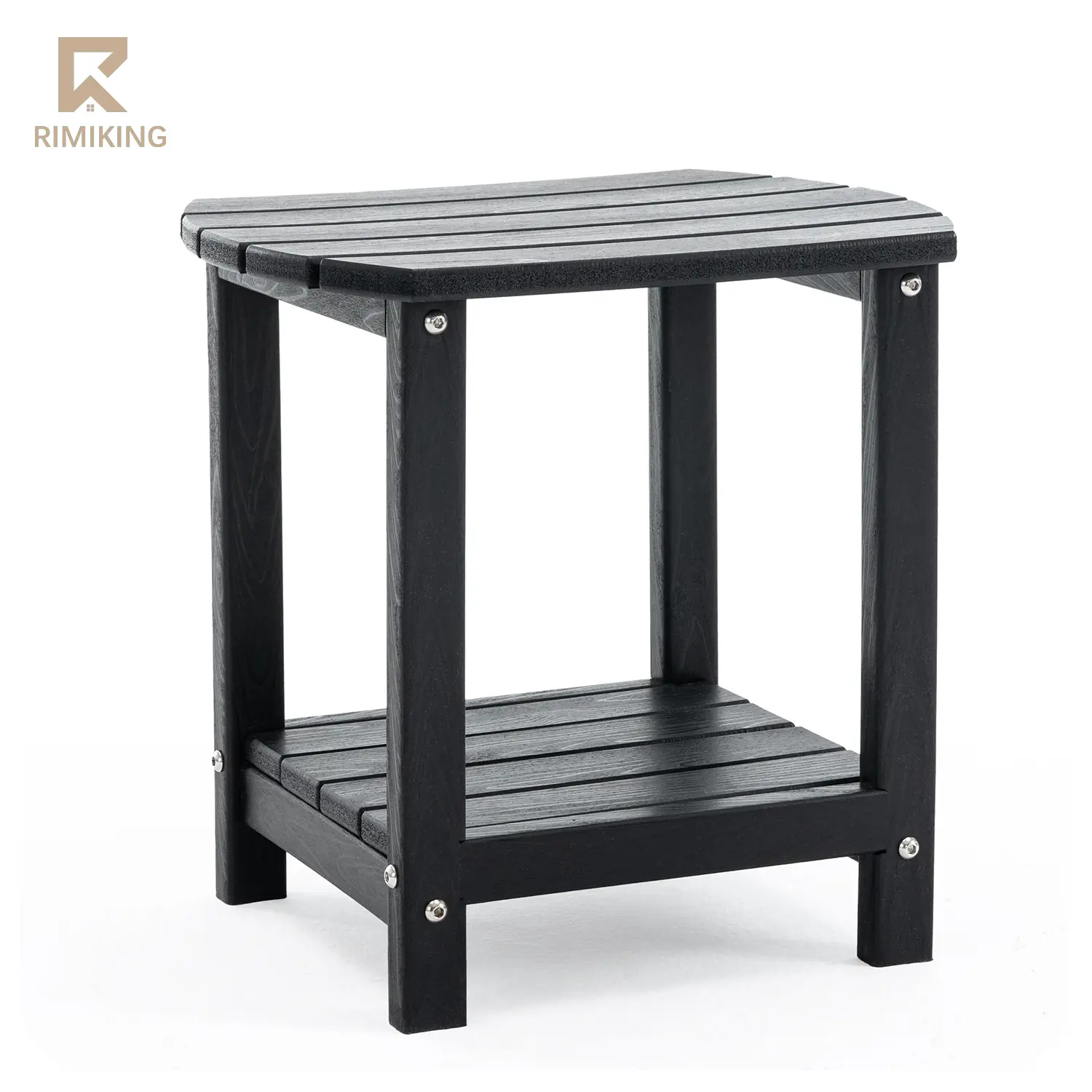 RIMIKING Outdoor Garden Side Table with Lower Shelf, Weatherproof Patio End Table, Fade-Resistant, Easy to Clean, 7 Colors (Father's Day Gift Option), Outdoor Garden Table