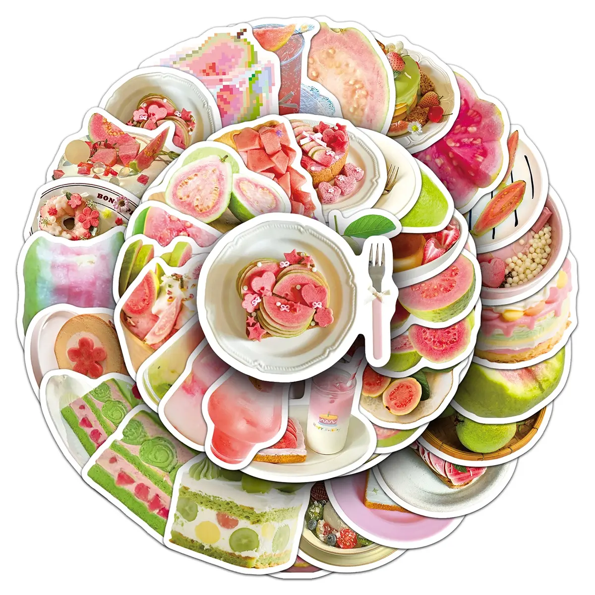 100 pcs two sets of repeated cartoon Guava style small fresh creative trend stickers scooter guitar stationery water cup stickers Sticker Packs