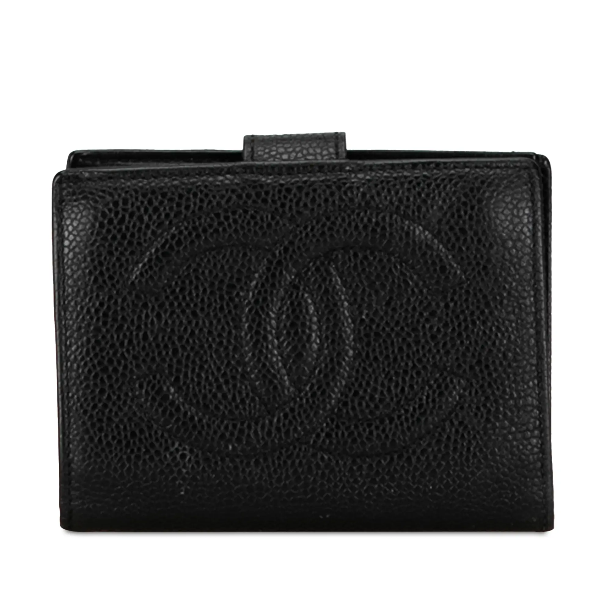 Pre-owned CHANEL leather Clutches & Wristlets BLACK CAVIAR TIMELESS 'CC' COMPACT WALLET