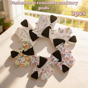 3pcs Reusable Pads Set, High Absorbency Leakproof Night & Day Use, Cotton Lining, Multiple Sizes, Postpartum Menstrual Incontinence Care