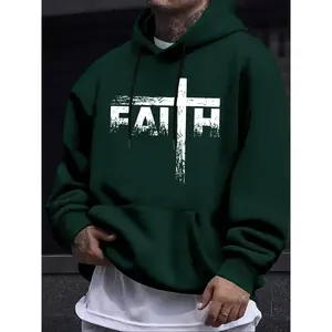 Men's letter cross printed wool hoodie, casual unisex autumn/winter pullover, medium fabric, fitted style, multifunctional hoodieRAIMENTRY