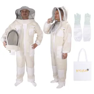 Ventilated Bee Suit, 3 Layer Bee Suit for Men Women, Sting Proof Protective Beekeeping with Gloves, 2 Beekeeping Veils for Beekeepers