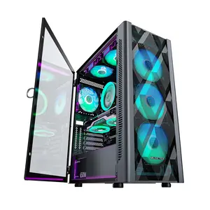 MUSETEX NN8 ATX PC Case with 6 Pre-Install PWM ARGB Fans, Tempered Glass Side Door, Large Space for 280mm Water Cooler, 5 SSD+1 HDD Slots, Smart I/O Panel