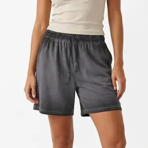 Yito Life Women’s Vintage Washed Cotton Shorts Elastic Waist Casual Breathable Summer Shorts