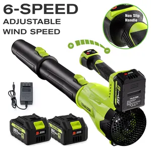 Cordless Leaf Blower , Electric Blower with 2×4Ah Batteries & Charger, 6-Speed Variable Control, Powerful Yard Tool for Lawn Care, Patio, Driveway, Dust & Leaf Cleanup