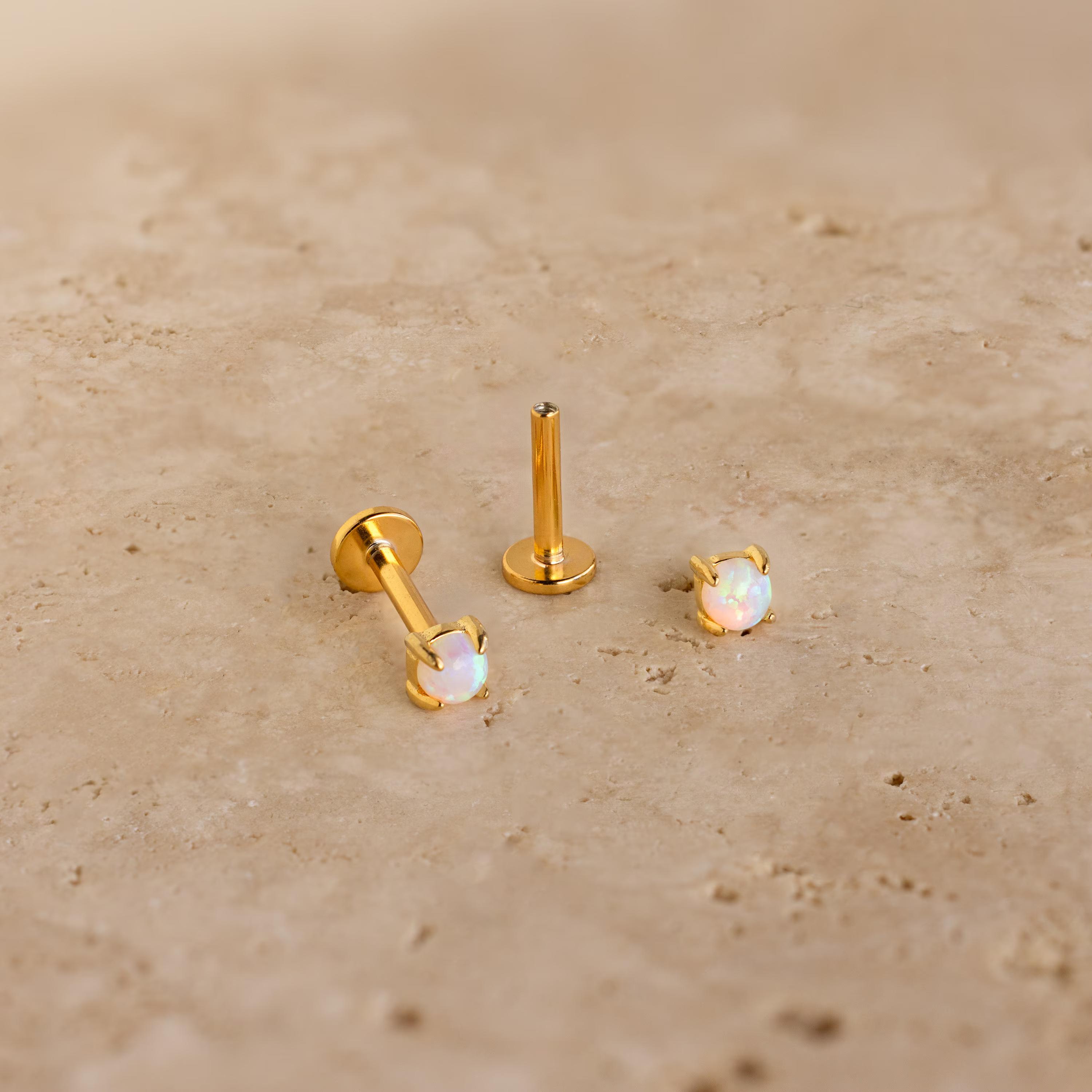 Opal Flat Back Studs by Caitlyn Minimalist - Dainty Gemstone Cartilage Earrings - Minimalist Opal Jewelry - Perfect Birthday Gift for Her