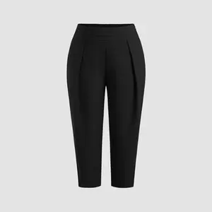 Cider [4 colors, size 2-26] High Waist Solid Tapered Trousers Curve & Plus