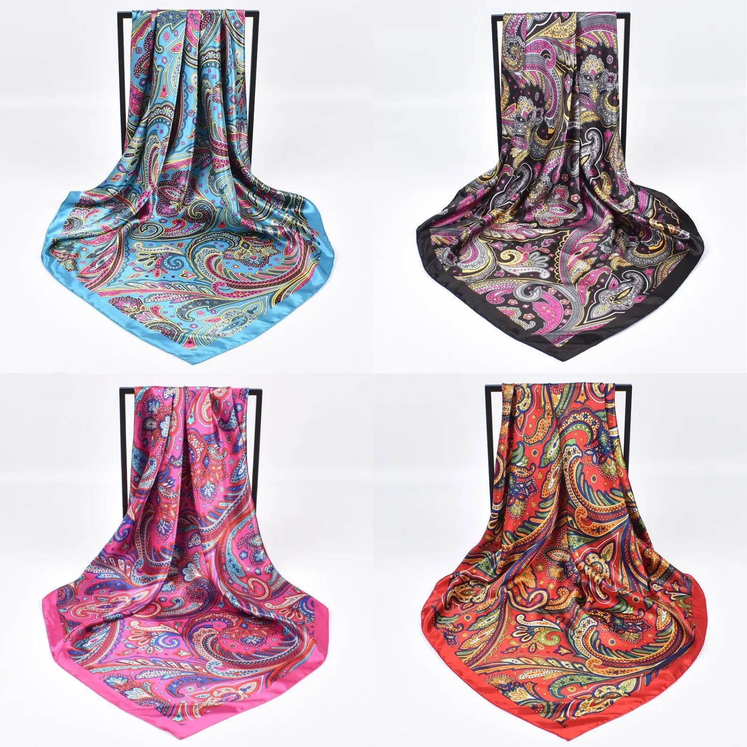 4Pcs 35 Inch Large Head Scarf for Women Like Silk Satin Scarf for Hair Wrapping at Night Bandana Square Scarf for Sleeping - Home Improvement.