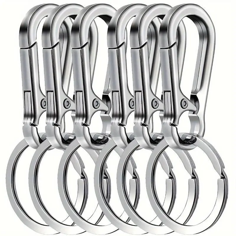 Set of 6 Metal Clip Key Rings, Detachable Key Rings, Metal Keychains, Heavy Duty Keychain, Carabiner Key Ring Clips, Universal for Both Men And Women, Keyrings For Keys