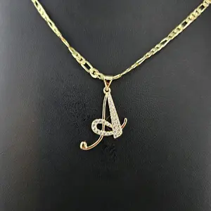 14K Goldplated Letters Pendant and Chain Set - 3M or 20 or 22 Inches Long - Elegant Jewelry for Holiday Gifts and Personal Accessories