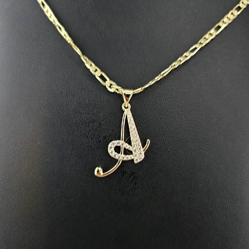 14K Goldplated Letters Pendant and Chain Set - 3M or 20 or 22 Inches Long - Elegant Jewelry for Holiday Gifts and Personal Accessories