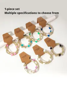 Faux Pearl Decorated Bracelet, Bracelet With Charms, Mix Bracelets, Stackable Bracelets, Fashionable Jewelry for Women & Girls, Trendy All-match & Exquisite Jewelry for Birthday Gift