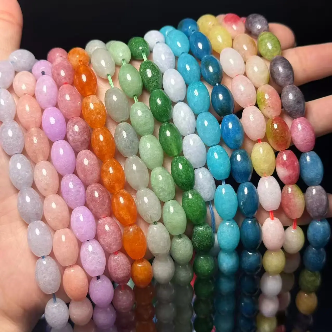 8×12 mm Natural Stone Oval Rice Beads, Multi-Color DIY Jewelry Making Materials for Bracelets, Necklaces, Handmade Enthusiasts’ Accessory Supplies
