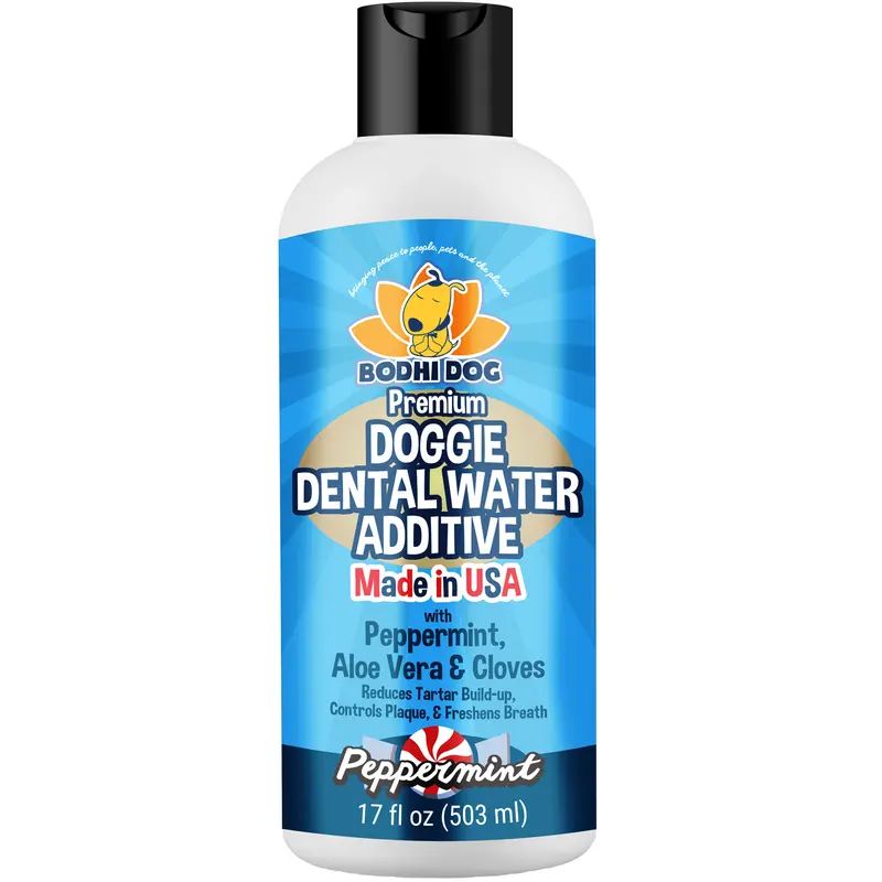 Peppermint Dental Water Additive - Freshens Breath, Reduces Tartar Build Up & Oral Care Cleaner for Dogs & Pets - Made in the USA by Bodhi Dog