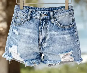 Jean Shorts Womens Vintage-Style Acid-Washed Raw-Hem Denim Shorts With A Button-And-Zip Fly Casual Summer Bottoms Featuring A Distressed Cut And Stretchy Denim Perfect For Beach Vacations Everyday Streetwear And Outdoor Activities