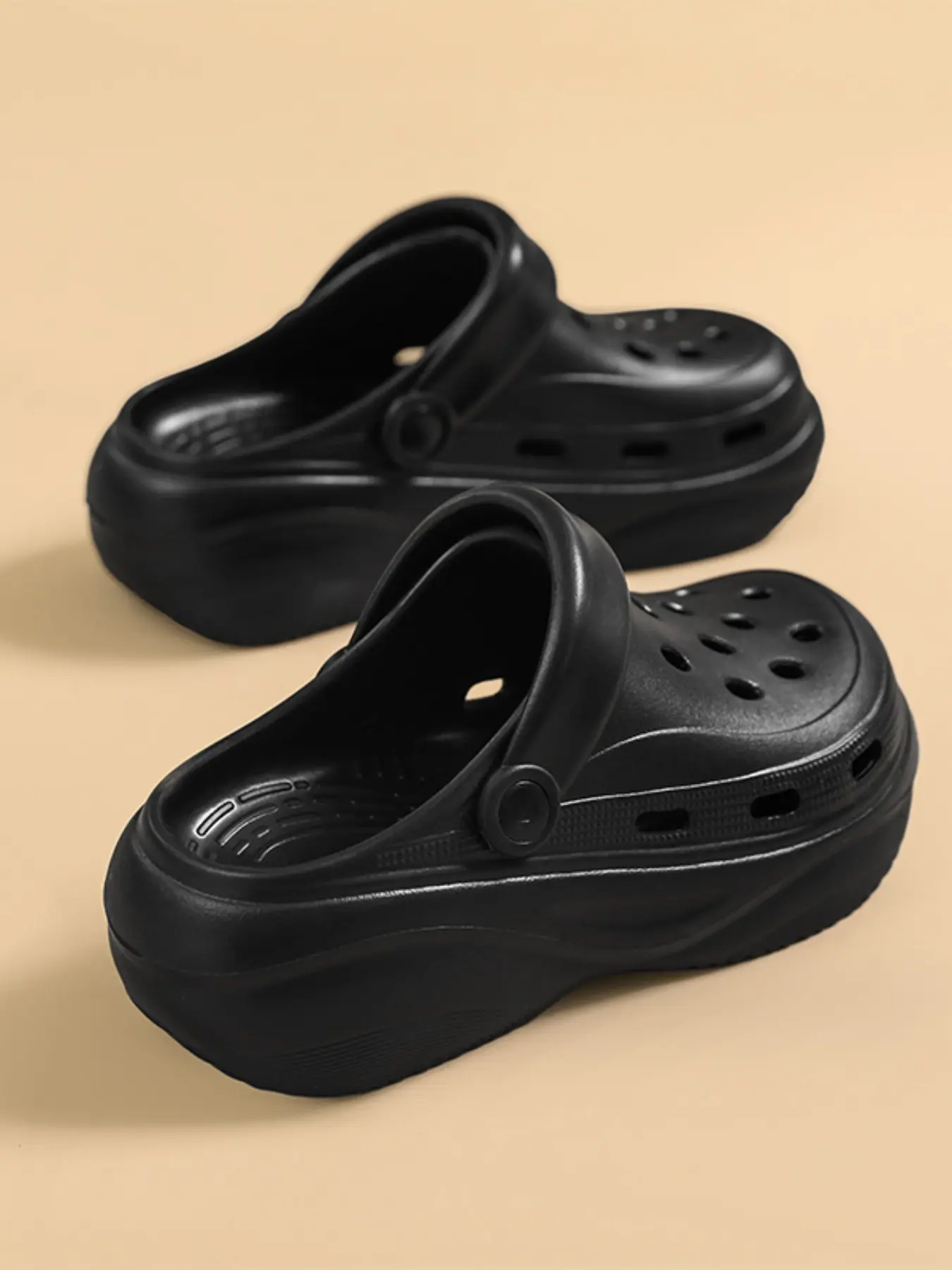 CROCS Unisex Black Slip-On Clogs with Adjustable Strap Crocs Classic Work Slip Resistant | Men main image 2