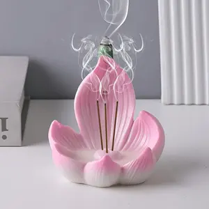 Lotus Seat Backflow Incense Burner, Resin Craft Home Decor Scented Diffuser, Ideal for Yoga Meditation & Relaxation