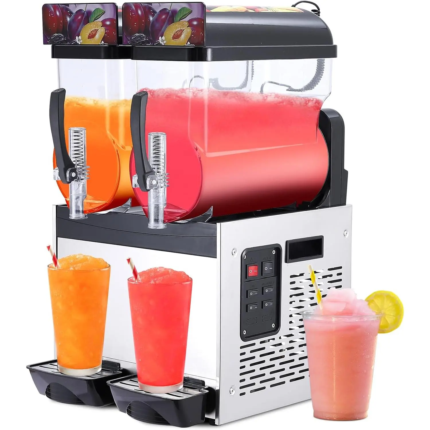 Commercial Slushy Machine, 30L/8 Gal Frozen Margarita Machine, Self-Cleaning, 700W Stainless Steel Slushy Machine for Snow Melts, Cocktails, Homes, Coffee Shops, Restaurants