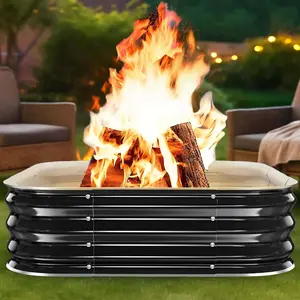 Fire Pit Ring,36in Heavy Duty Square Firepit for Outside,11'' Tall Galvanized Steel Wood Burning Bonfire Pits,Portable Outdoor Fireplaces for Backyard,Camping,Patio,Beach