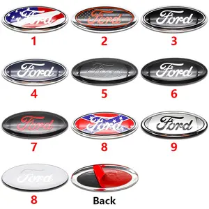 Ford Special 3D Aluminum Sheet Cover Type 22.5x9cm Front and Rear Emblem Steering Wheel Center Console Decorative Sticker Hood and Trunk Badge Suitable for Ford Fiesta, Focus, Mondeo, Edge, Ranger, Escort, Mustang