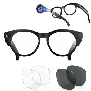 AI Glasses with Real Time Translation, Smart Glasses with Camera 8MP, 1080P Anti-Shake Video Recording, Build-in Mic & Speakers,, Video Call Translation, Bluetooth Calling, Music Control , Type C Charging Support, 2 Lenses Total (Transparent +Black)