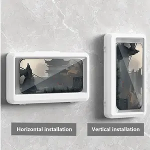 Bathroom Specific Waterproof Mobile Phone Holder for iPhone 15/14/13/12/11 Pro Max/Xs/Xr Up to 6.8 Inches with Touch Rotation and Wall Mounted Bracket