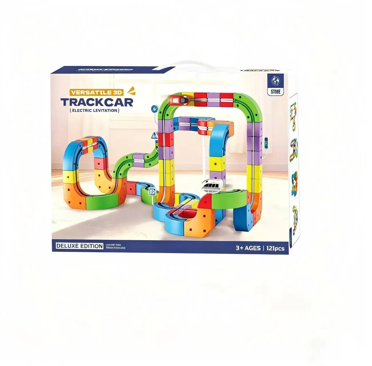 Electric Train Set with Flexible Bendable Track Rail Toys - BPA-Free Battery-Operated Motorized Trains, 3D Embedded Gravity-Defying Layouts, STEM Construction Learning Toy for Kids, Easter Gift