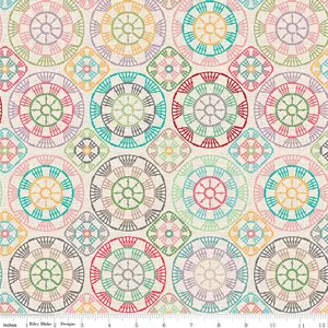 Fabric Riley Blake Multi Crochet Circles Chunky Thread 108" Wide Back by the Quarter Yard WB15321-MULTI