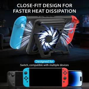 Switch Cooling Fan with Bottom Cooling & Vertical Stand, All-in-One Cooling & Power, Adjustable Fan Speed, USB Powered, Compatible with Steam Deck, Switch, and Switch OLED – Play Longer Without Sweaty Hands