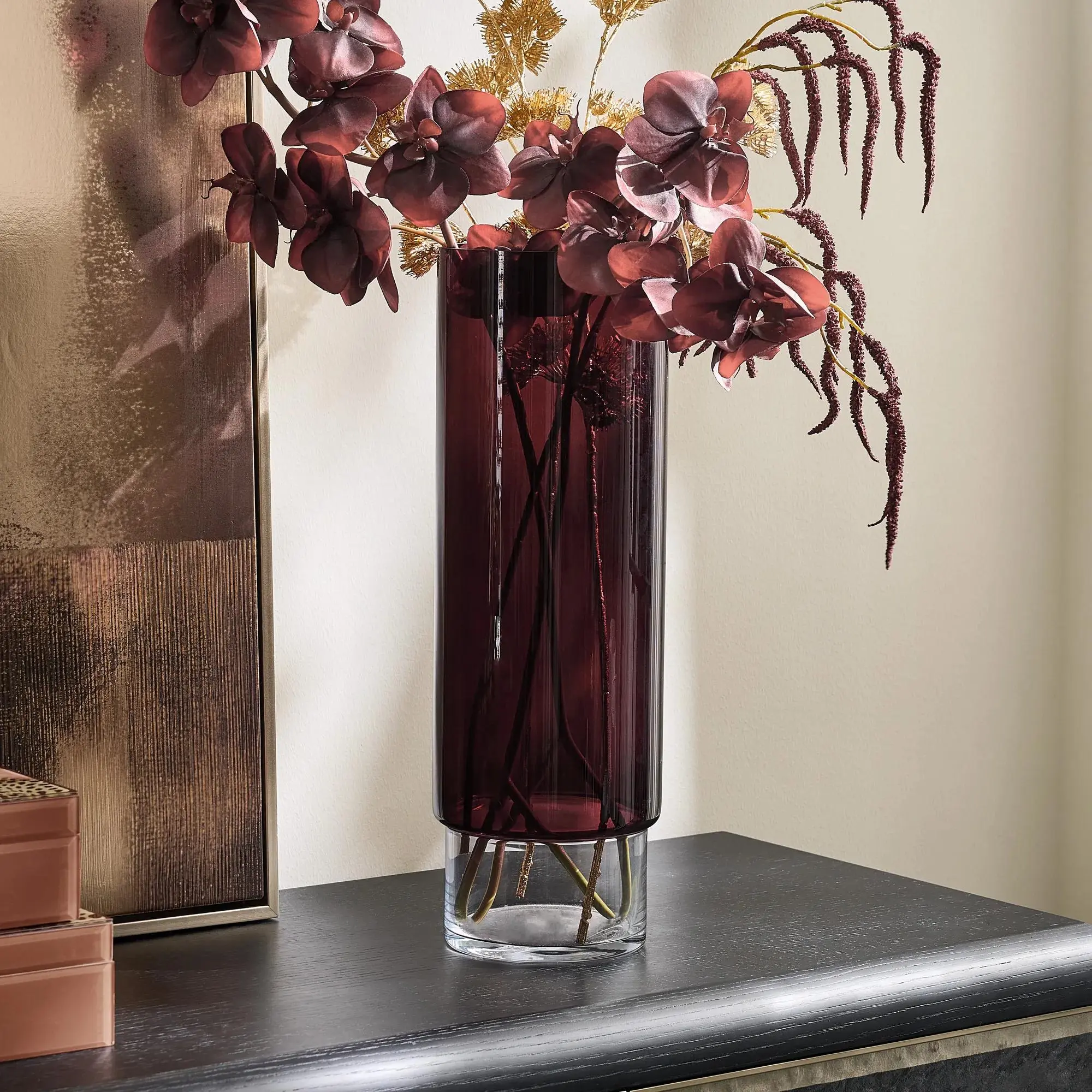 Z Gallerie Bennet Glass Vase - Burgundy, Decor Piece for Standing Room Decor