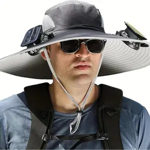 2025 Detachable Fishing Hat-Solar Sun Protection Sun Hat with Fan Solar Fan Hat Dual Power Supply Fan Outdoor Fan Adjustable Sunscreen Hat