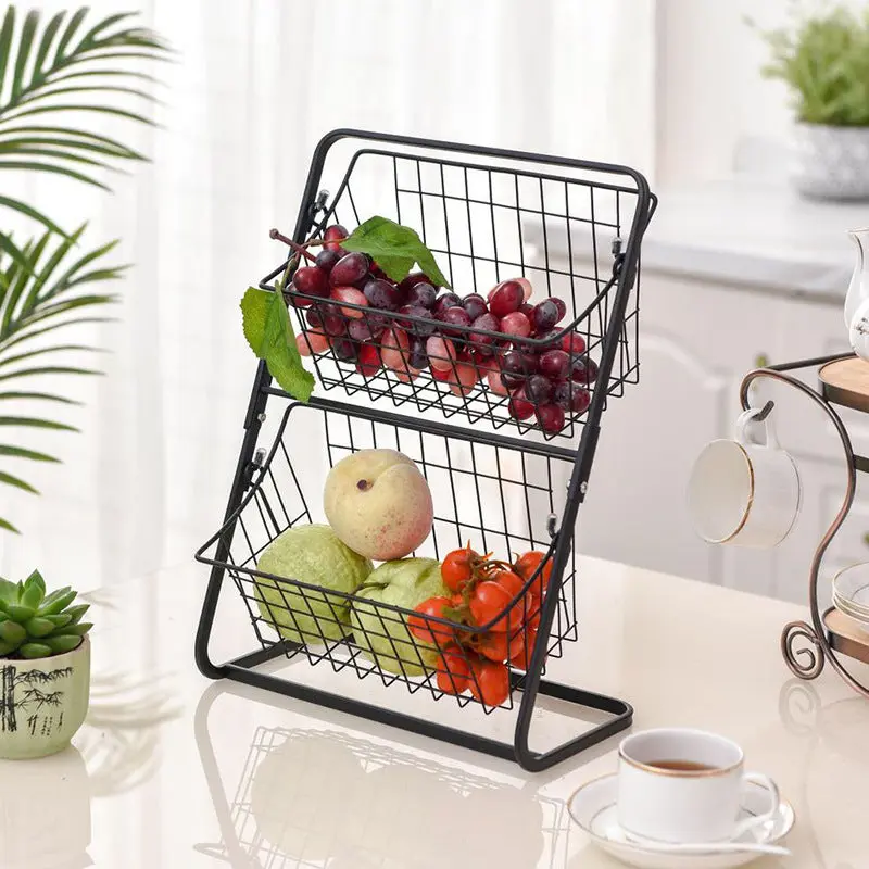 2-Tier Stainless Steel Countertop Fruit and Vegetable Basket