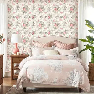 Extra-Large 23.62x119 Inch Self-Adhesive Floral Wallpaper - Soft Pink Pattern Waterproof Bathroom/Kitchen/Living Room/Bedroom Decal Sticker, Easy to Apply  Remove, Removable Wall Sticker, Suitable for Modern Farmhouse, Scandinavian Styl Peel and Stick