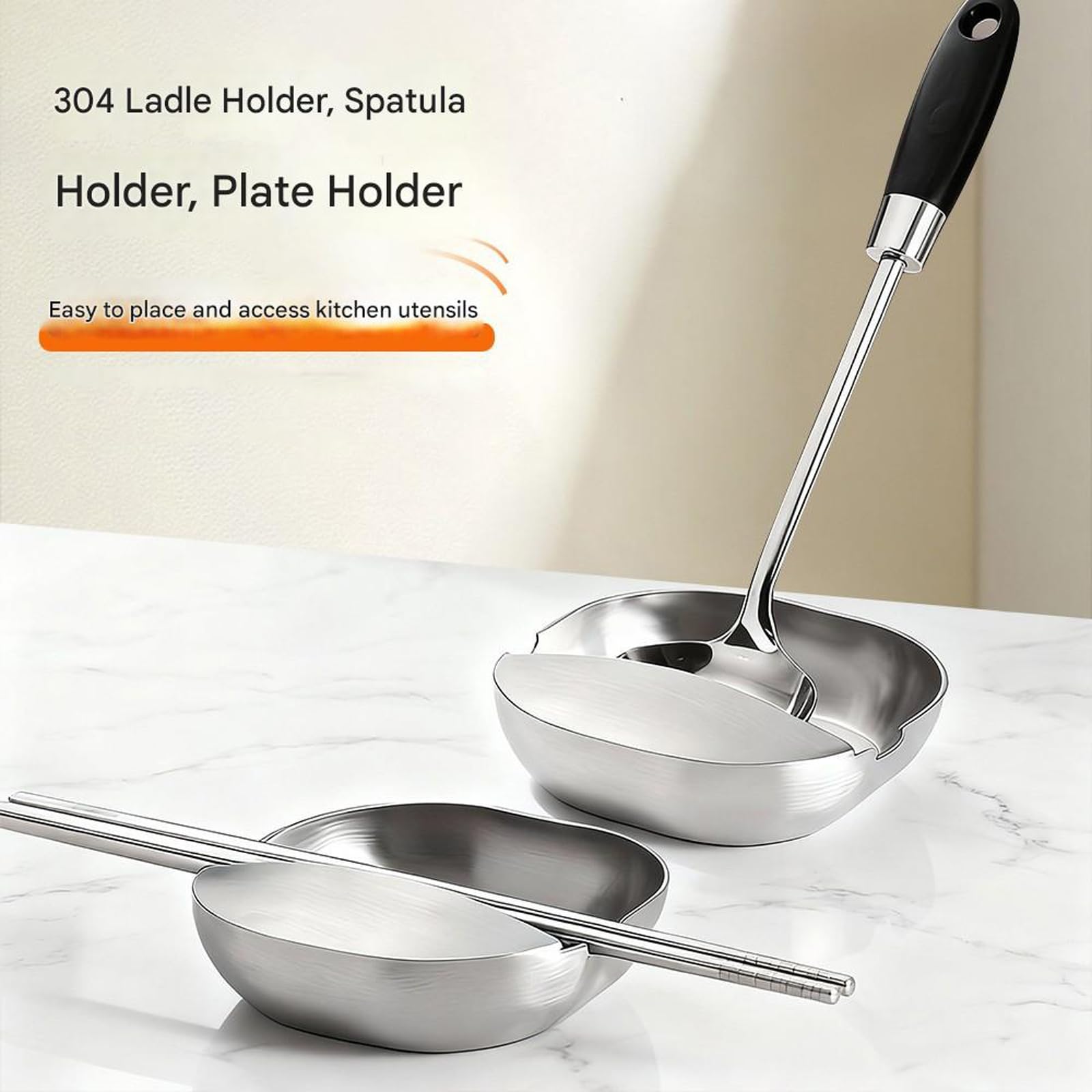 3 PCS Stainless Steel Spoon Rest, Ladle Holder, Stable Multipurpose Utensil Rest Spoon Holder for Top Restaurant