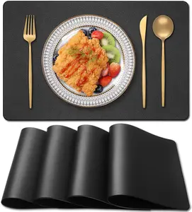 Set of 4 & 6 Heat Resistant Leather Table Mat Water Proof Placemats Wipeable Table Mats for Kitchen Table Decor - Non-Slip, Easy-Clean Floor Place Mats, 12x18 Inch Coasters Indoor Tableware Classic Rectangular